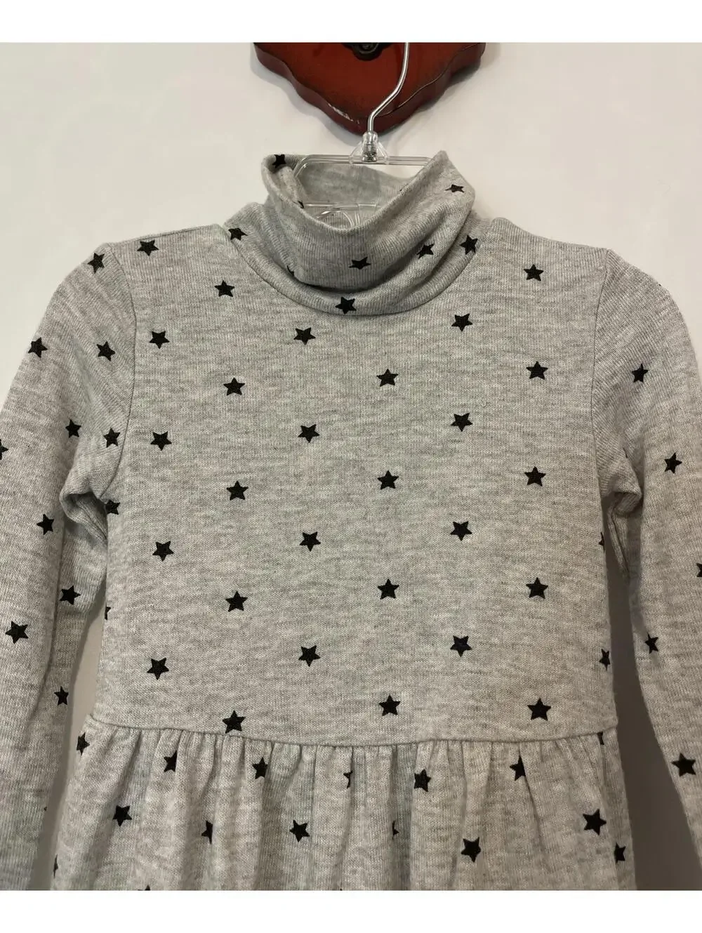 Carters Girls 2t Gray Star-Print Turtleneck Pullover Long-Sleeved Dress! A946
